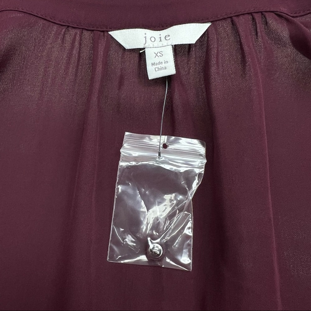 Joie Silk Tariana Button Down Blouse in Burgundy - Picture 7 of 8